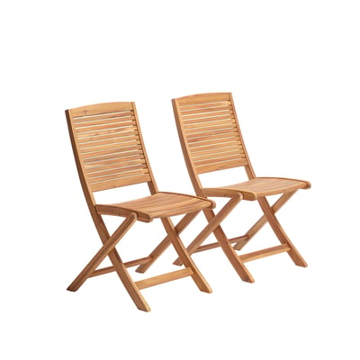 Lot de 2 chaises de jardin pliantes en acacia massif  MILOS BERAH GETAH