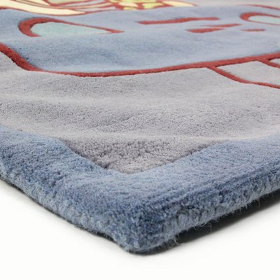 Tapis enfant en laine animaux en vadrouille parme 150x150 THE DECO FACTORY