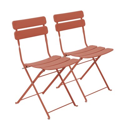 Lot de 2 chaises de jardin pliantes en acier, ANNECY OVIALA