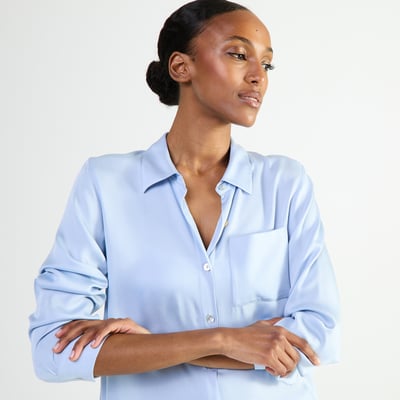 Pyjama col classique en satin de viscose SILLAGE LAURENCE TAVERNIER