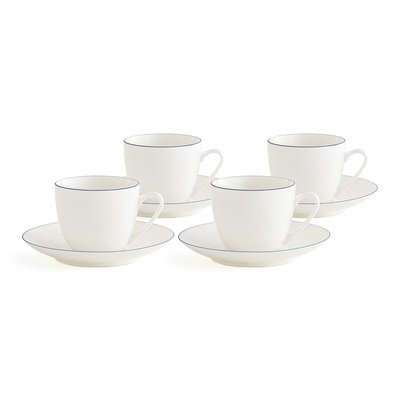 Lot de 4 tasses/sous-tasses à thé porcelaine, Malo LA REDOUTE INTERIEURS