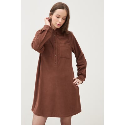 Robe velours manches longues col montant BONOBO