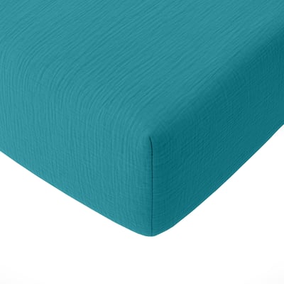 Drap housse en gaze de coton lavé bonnet 30 cm uni, PUR BATON ROUGE