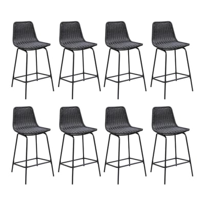 Lot de tabourets d'ilot et bar en métal et assise en rotin 65cm BALI|Lot de 8 | Lot de 8 MOB IN