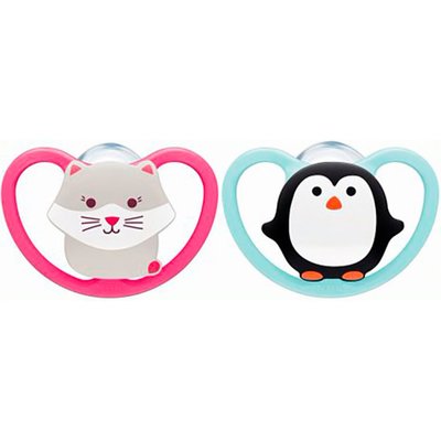 Lot de 2 sucettes 6-18m Space fille NUK