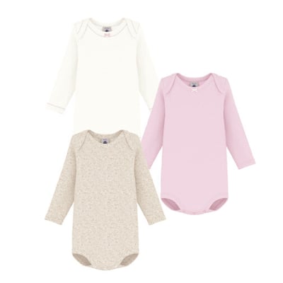 Lot de bodies manches longues en coton PETIT BATEAU
