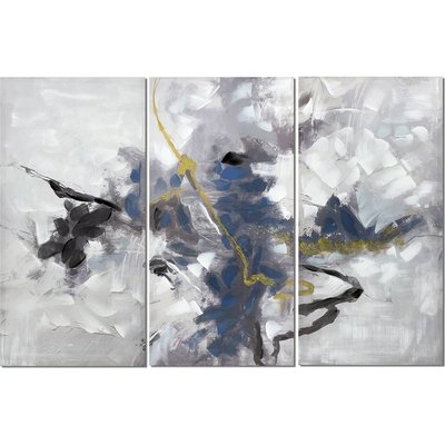Toile abstraite triptyque  moderne pour décoration murale RECOLLECTION