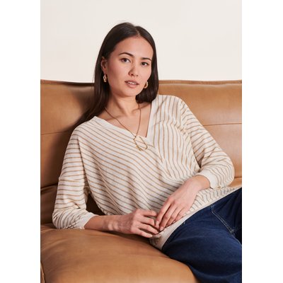 Pull rayé manches 3/4 col V LA FEE MARABOUTEE
