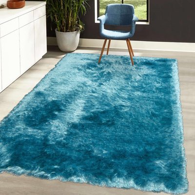 Tapis shaggy fait main motif uni SG FIN UN AMOUR DE TAPIS
