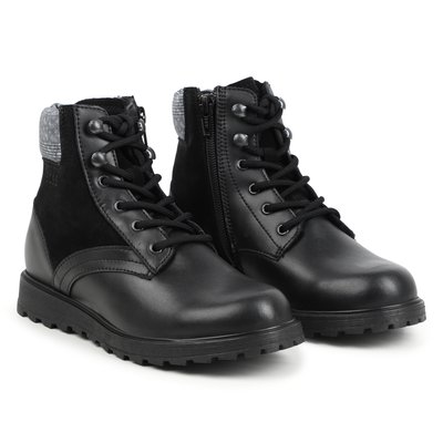 Bottines en cuir  fermeture zipée et lacets BOSS KIDSWEAR