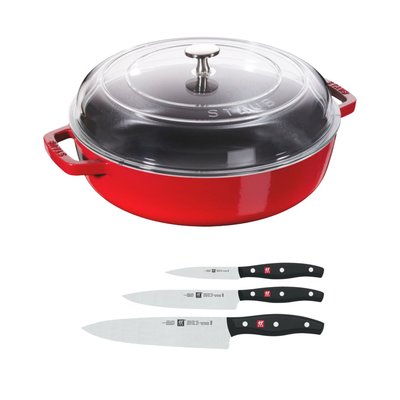 Set de 3 couteaux + Sauteuse cerise 24 cm ZWILLING