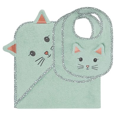 Ensemble bébé cape de bain + 2 bavoirs MISTY LE CHAT SENSEI MAISON