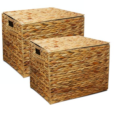 Set de 2 malles en jacinthe d'eau tressée 45x35x33cm WADIGA
