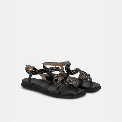 Sandales plates avec serpent en strass et bande brillante sur la semelle ALMA EN PENA