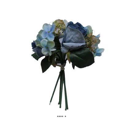 Bouquet de fausses roses et hortensias H 30 ARTIFICIELLES
