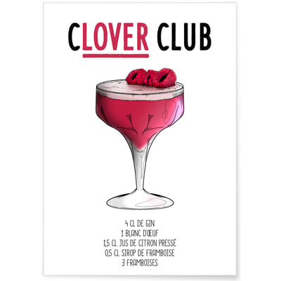 Affiche Cocktail Clover Club L'AFFICHERIE