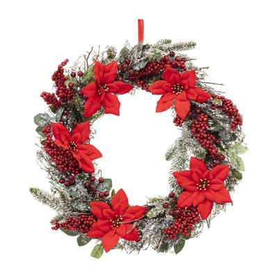 Couronne de Noël poinsettia à suspendre ATMOSPHERA