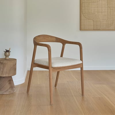 Chaise en teck massif et bouclette  AMBRE BERAH GETAH