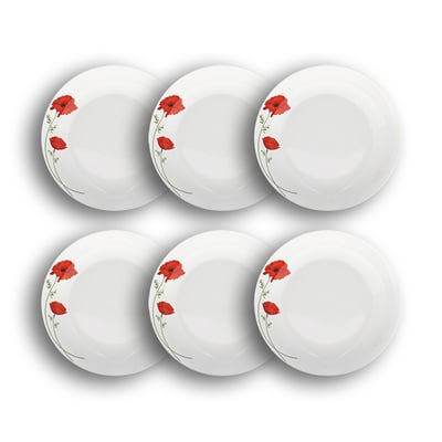 Lot de 6 assiettes creuses en porcelaine 20,5cm, COQUELICOT NOVASTYL