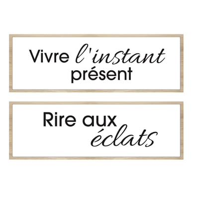 Cadre décoratif slogan 20 x 60 cm (Lot de 2) JARDINDECO