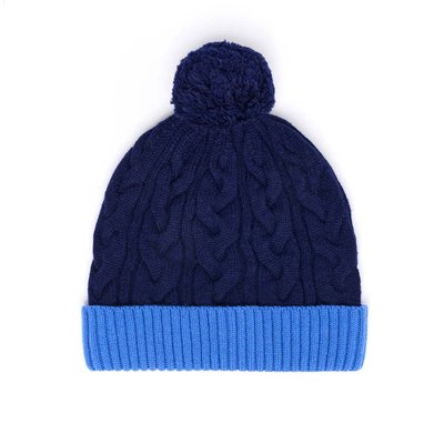 Bonnet Bicolore Avec Pompon en Laine DRAEGER PARIS