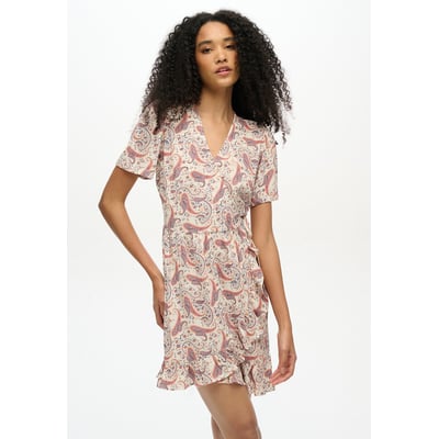 Robe portefeuille courte imprimée à manches courte SUPERDRY