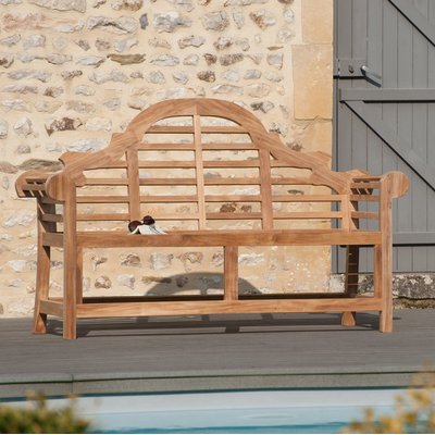 Banc de jardin style asiatique en bois de teck brut massif 2 places SUMMER 166cm PIER IMPORT