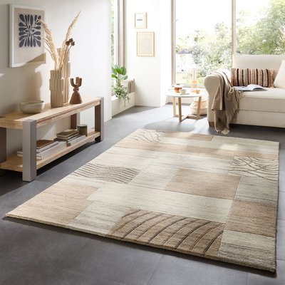 Tapis salon Nakarta, noué main, en laine THEKO