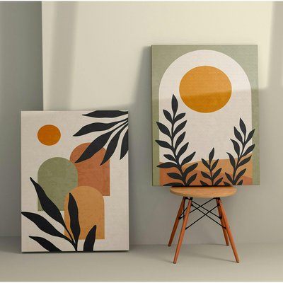 Tableau abstrait soleil et tons nature – moderne (set de 2) PIER IMPORT
