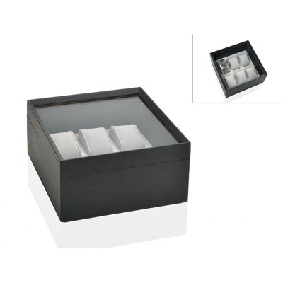 Coffret de Rangement pour Montres en Bois Gris Foncé WADIGA