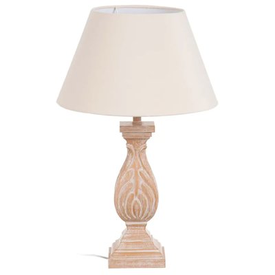 Lampe à poser classique résine bois et blanc 35x35x57cm WADIGA