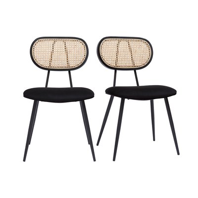 Chaises design en tissu, métal et cannage rotin naturel (lot de 2) TOLMA MILIBOO
