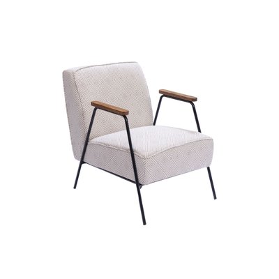 Fauteuil en tissu à carreaux ivoire et gris - SINTRA AMADEUS