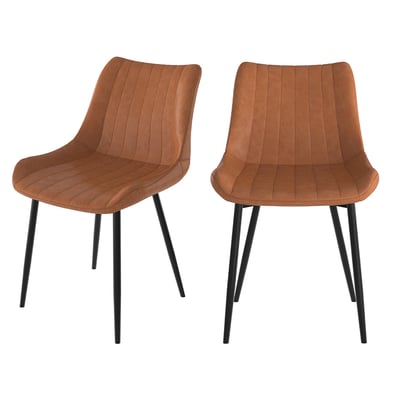 Lot de 2 chaises en cuir synthétique et métal - KILLI MAISON PAVANE