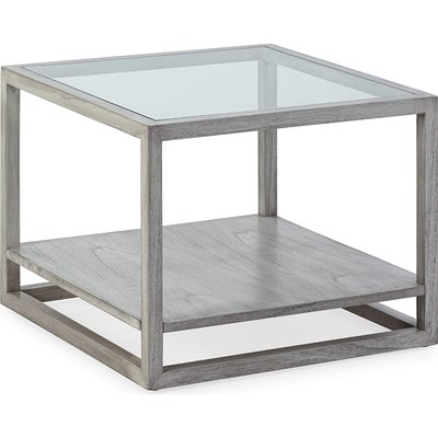 Table d'appoint verre et bois de cèdre  voilé élégante RECOLLECTION