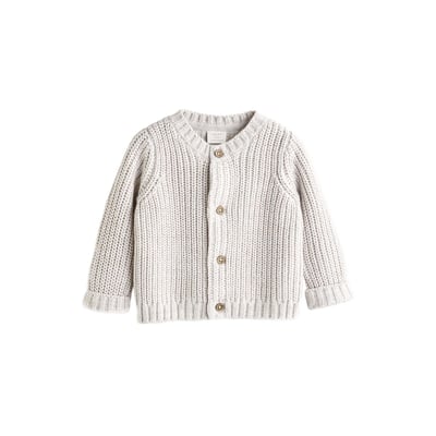 Cardigan épais en maille brodée marron NEXT