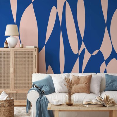 Papier peint panoramique et design illustrant des courbes bleus - 255x260 cm (l x h) LA TOUCHE ORIGINALE