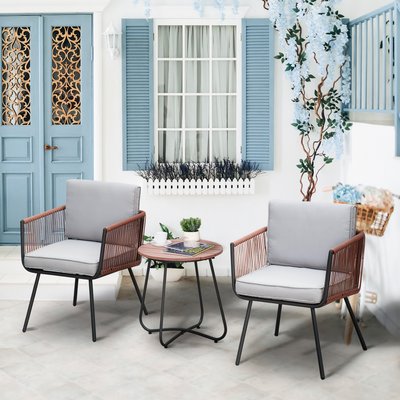 Ensemble bistro de jardin 2 places 3 pièces style contemporain OUTSUNNY