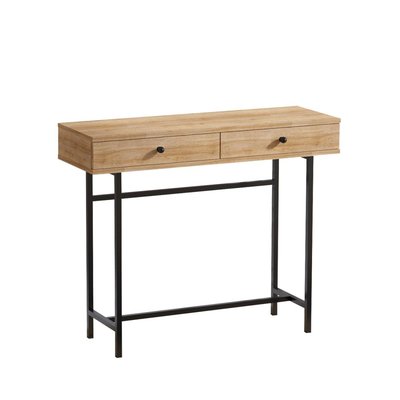 Console 2 tiroirs décor chêne et noir L100 cm - Esta CALICOSY