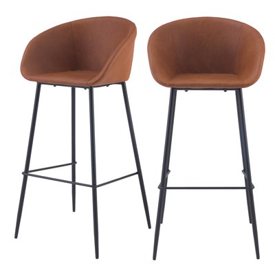 Lot de 2 chaises de bar en cuir synthétique - KALBA RENDEZ-VOUS DÉCO