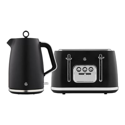 Swan Elegance Kettle & 4-Slice Toaster Set – White SWAN