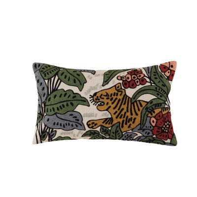 Housse de coussin en Coton rebrodé de point de chainette au motif animalier  TIGRIS MADURA