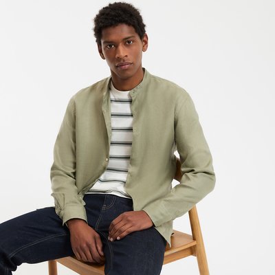 Camisa direita, gola mao, em linho, Signature AURELE LA REDOUTE COLLECTIONS