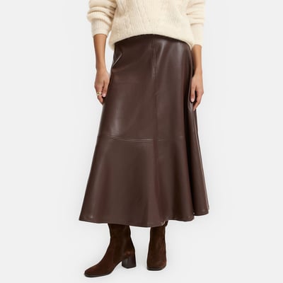 Jupe midi évasée en simili LA REDOUTE COLLECTIONS