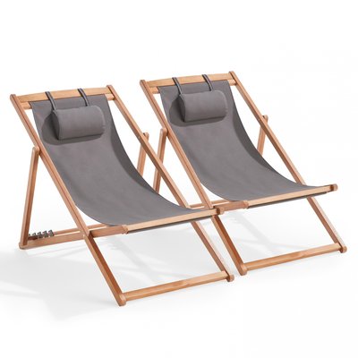 Lot de 2 chiliennes en bois eucalyptus, SOCOA OVIALA
