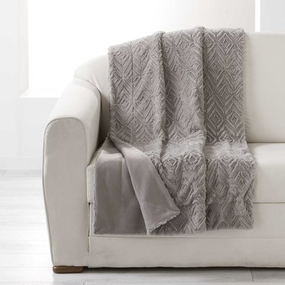 Plaid Couverture a poil doux 125 x 150 cm imitation fourrure Luxor Gris DOUCEUR D'INTÉRIEUR