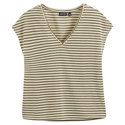 Gestreiftes T-Shirt mit Glanzeffekt PIECES