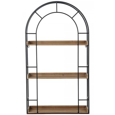 Étagère Murale en Métal Noir et Bois Fenêtre - 60x18x107cm WADIGA