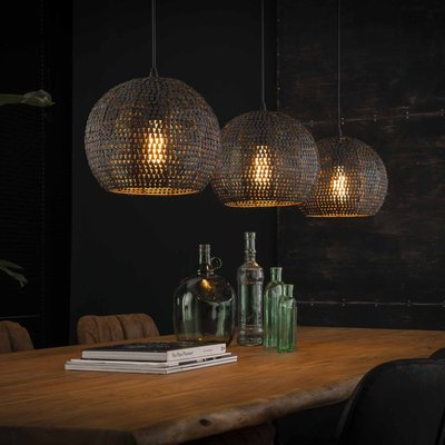 Suspension boule 3 lampes effet mosaïque JAVA PIER IMPORT