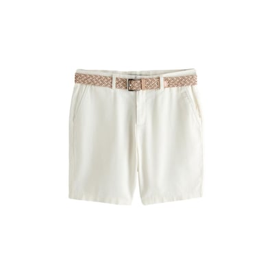 Short en coton et lin mélangés à ceinture NEXT